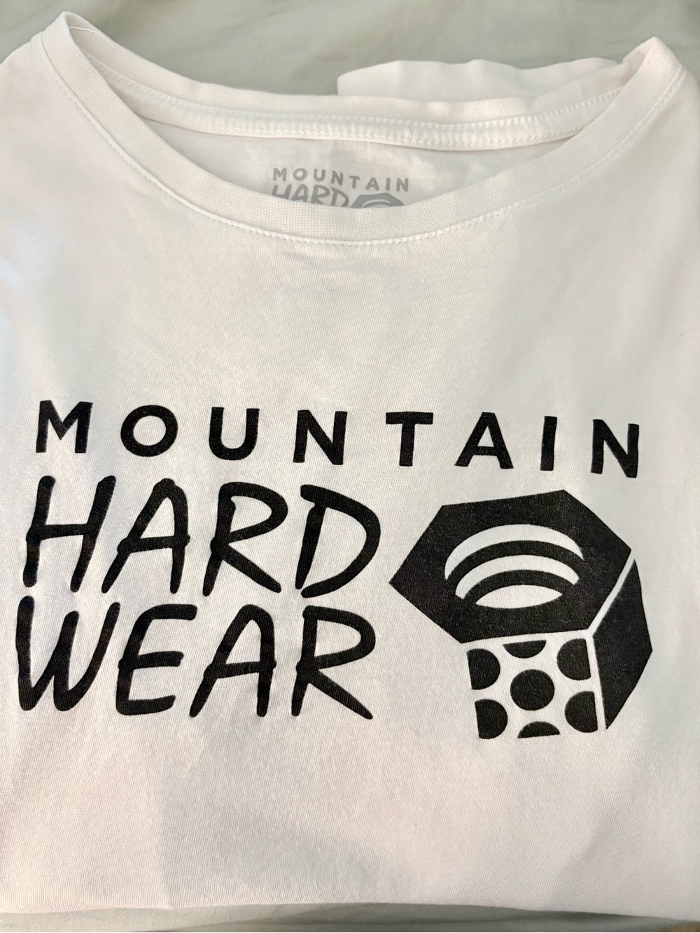 Mountain Hardwear White Short-Sleeve Logo Tee with Black Print